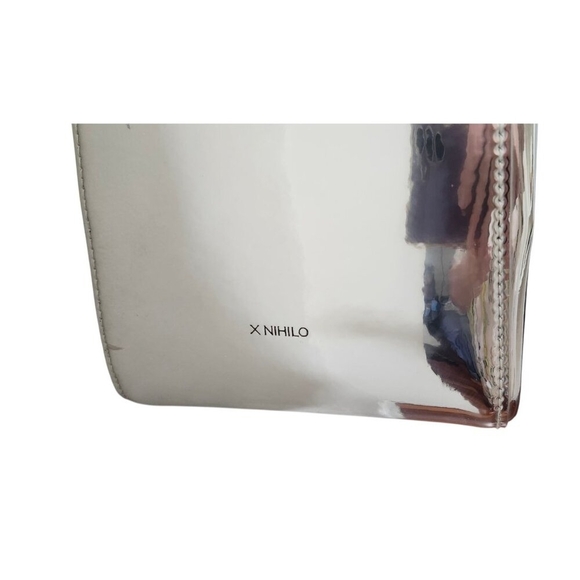 X NIHILO Silver Metallic Tote Bag Crossbody Purse Structured Modern Designer - Picture 10 of 16